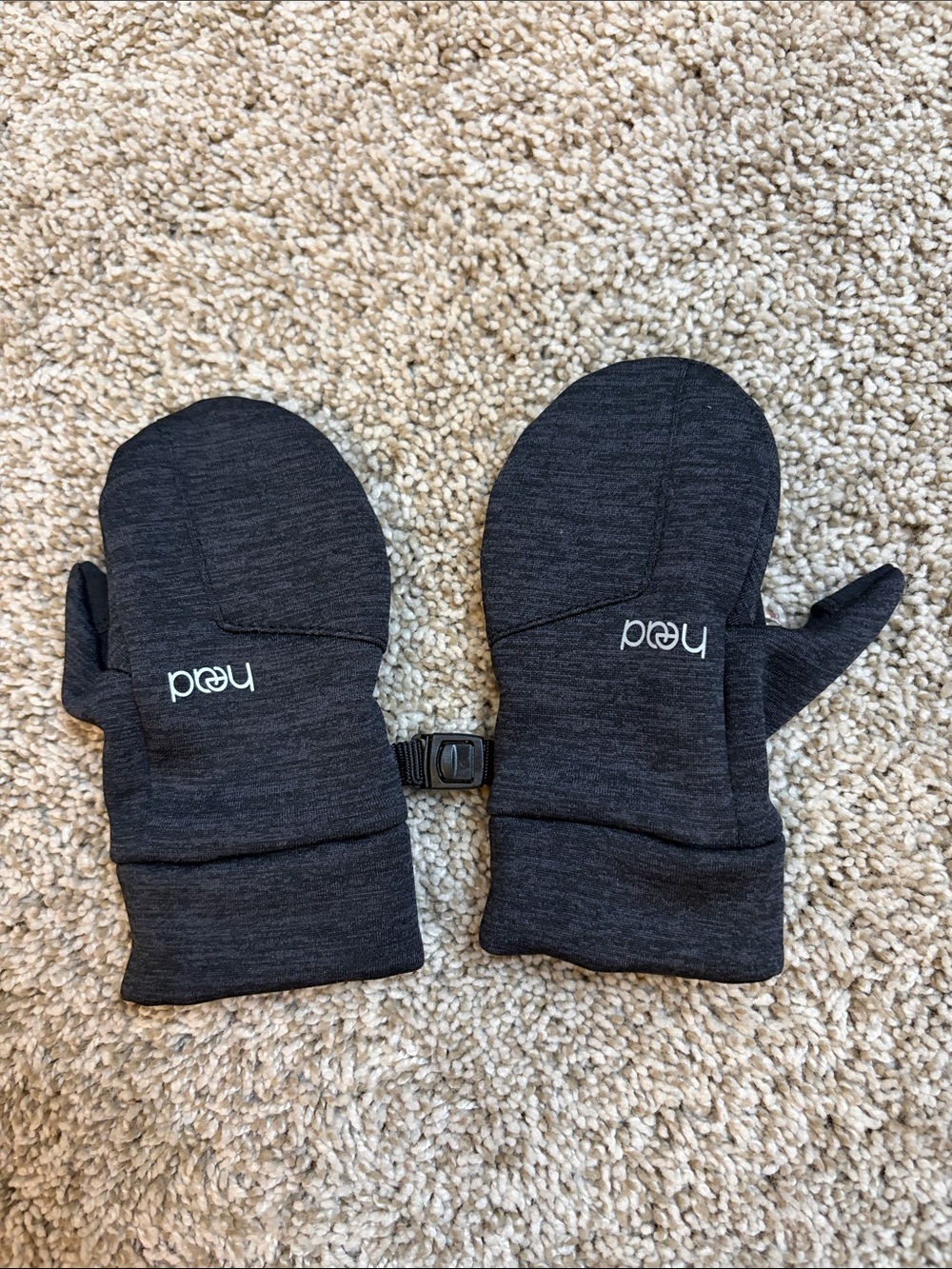 Head Kids Dark Gray Mittens with Clip